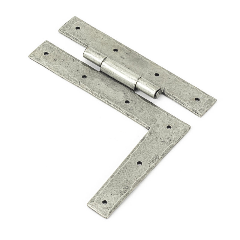 17.5cm H x 17.4cm W Surface Mount Pair Door Hinges, Pewter Patina