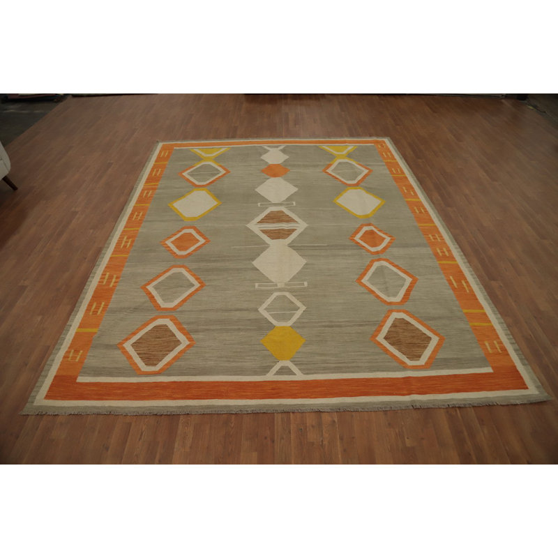 Tapis tissé à la main en laine Kilim 9 x 12