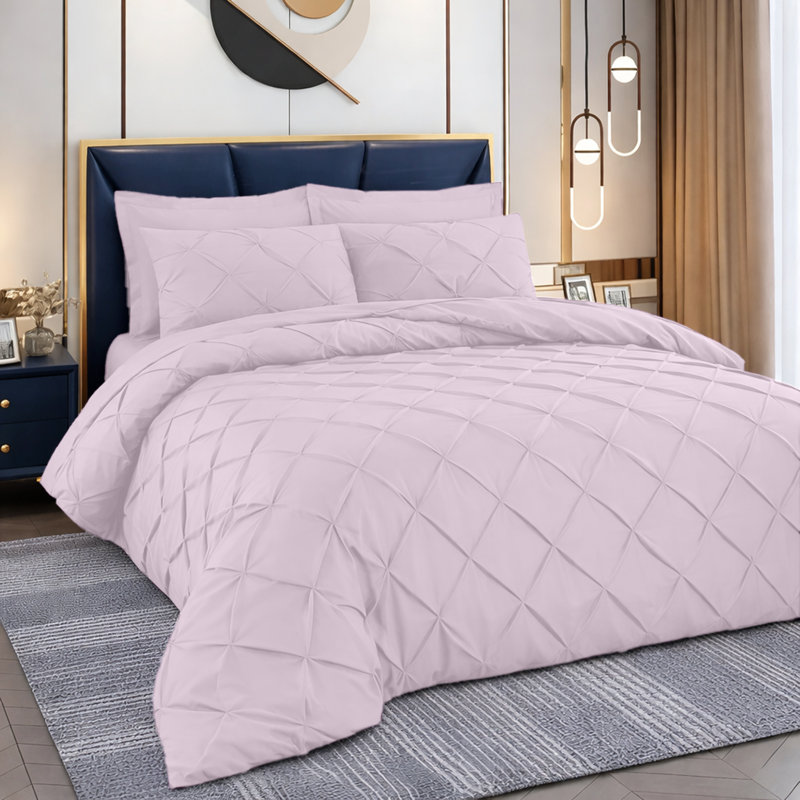Luxurious Microfiber Pintuck Duvet Cover Set – Soft, Breathable & Wrinkle-Resistant Bedding for All-Season Comfort