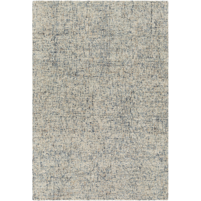 Tapis bleu marine / ivoire en laine touffeté à la main à motif abstrait Bale, Rectangle 2 pi x 3 pi