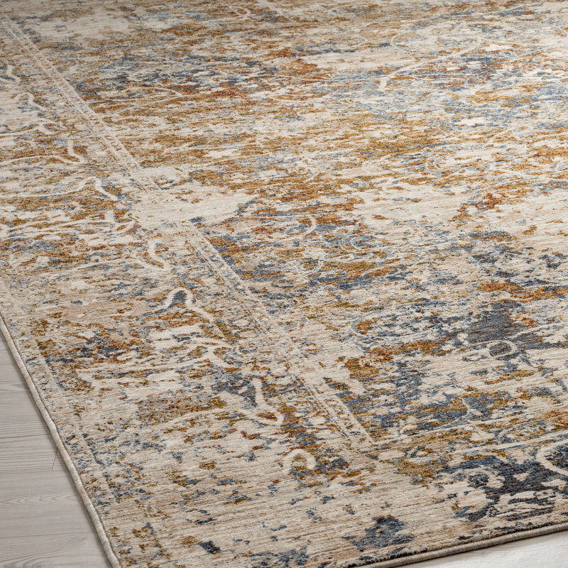 Dmoni Floral Area Rug in Rust, Rectangle 5'3" x 7'6"