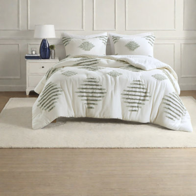 Modern King/cal King Bedding Sets, Cotton Blend Chenille Comforter With Tufted Design For Chic Bedroom Style