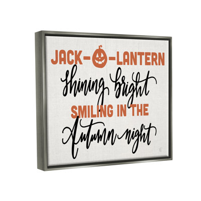 «Autumn Jack-o-Lantern», phrase encadrée sur bois, impression