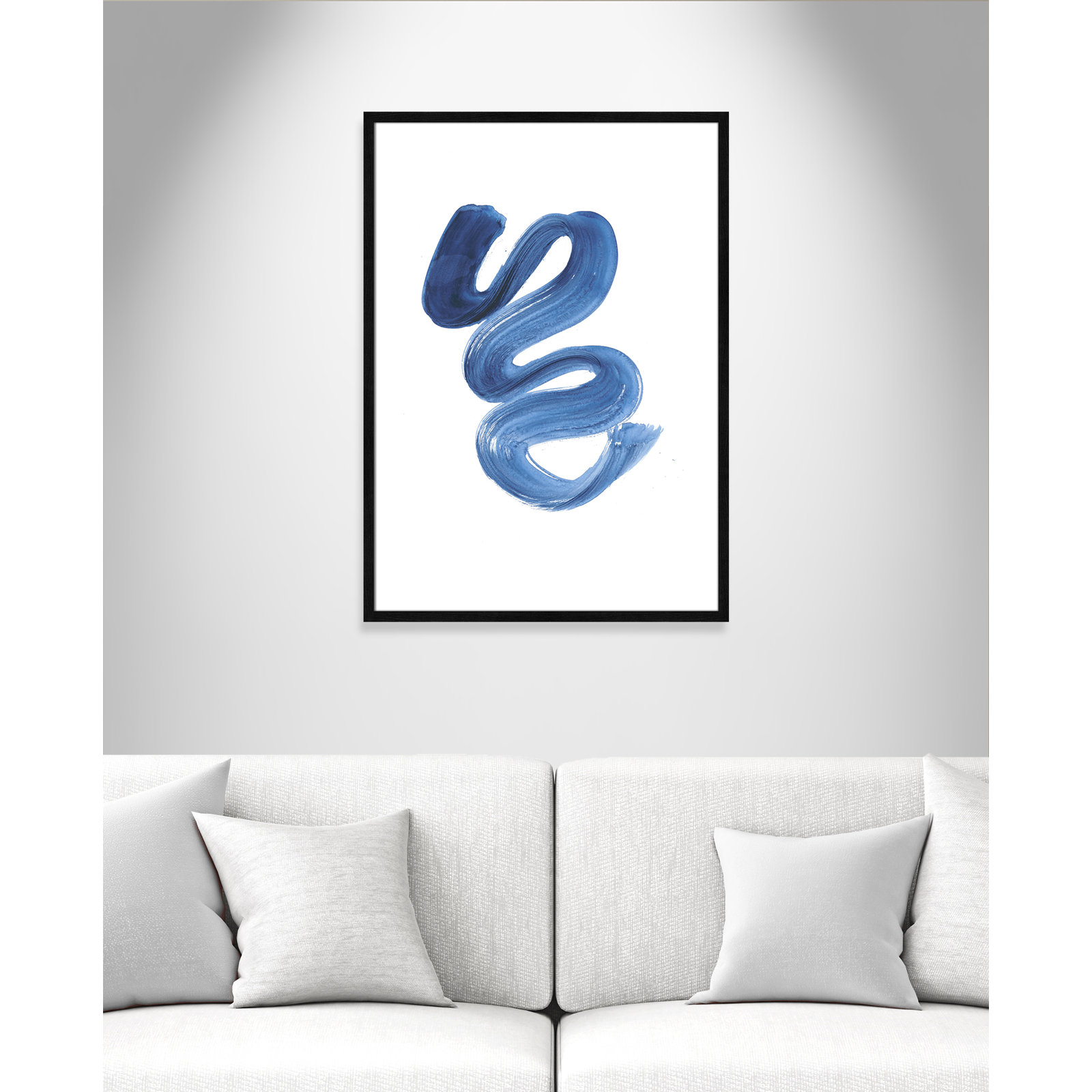 Coppola "Slinky Indigo II" Print by Filippo Ioco, 35.5" H x 25.5" W x 0.75" D, Black Wood Framed Paper