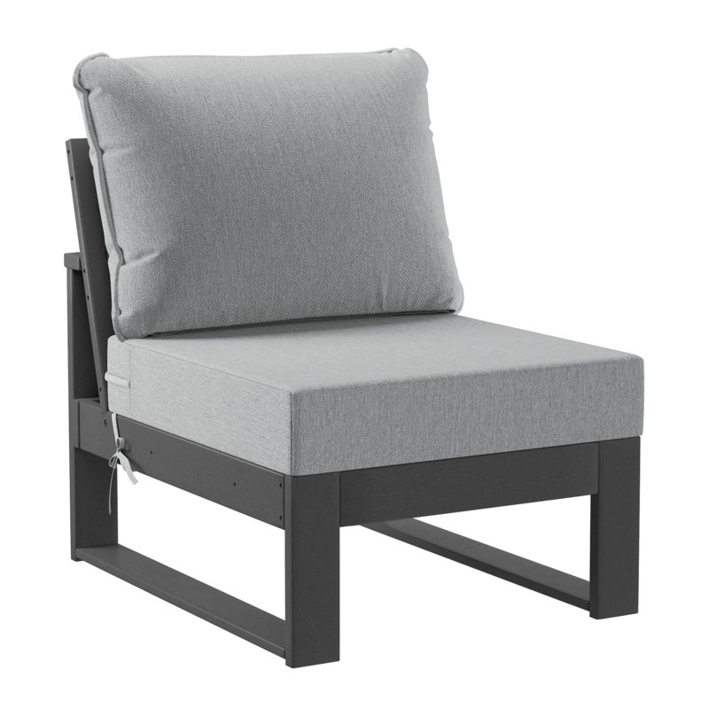 Patio Deep Seating Armless Chair With Frame, Gray, Light Gray