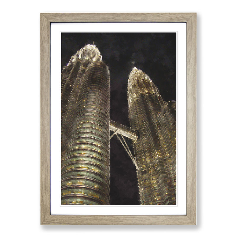 Petronas Towes in Kuala Lumpur Vol.2 - Framed Print, 65cm H x 48cm W x 2cm D, Oak Framed