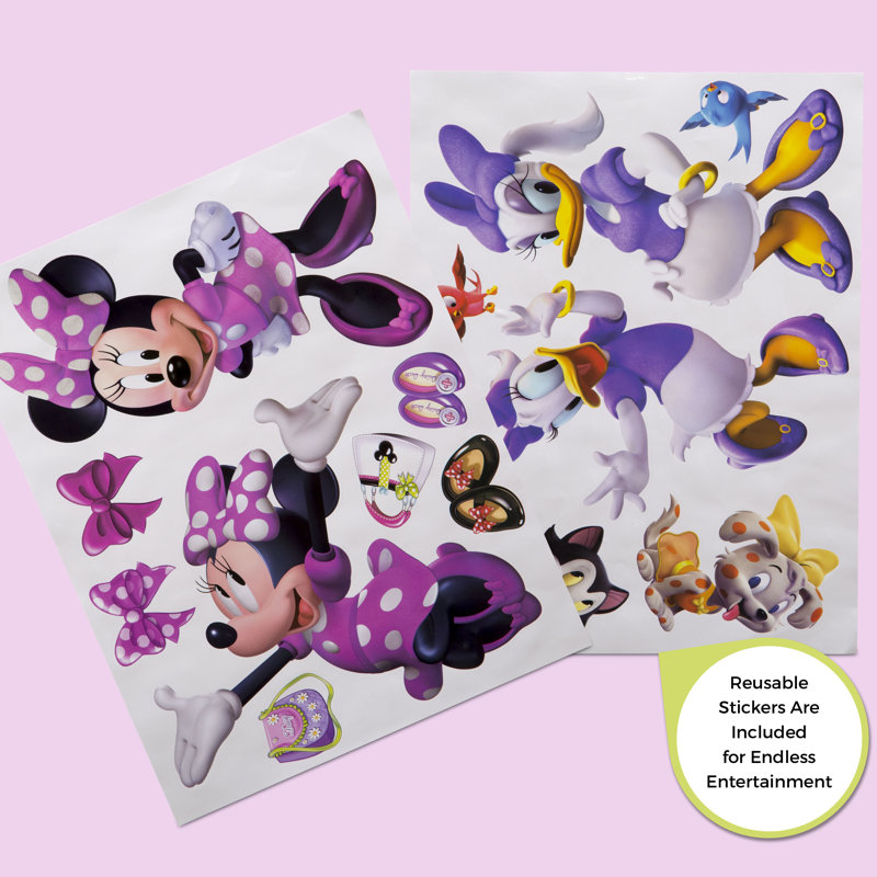 Disney Minnie Mouse Multicolor 6-Bin Toy Organizer with Wood Frame