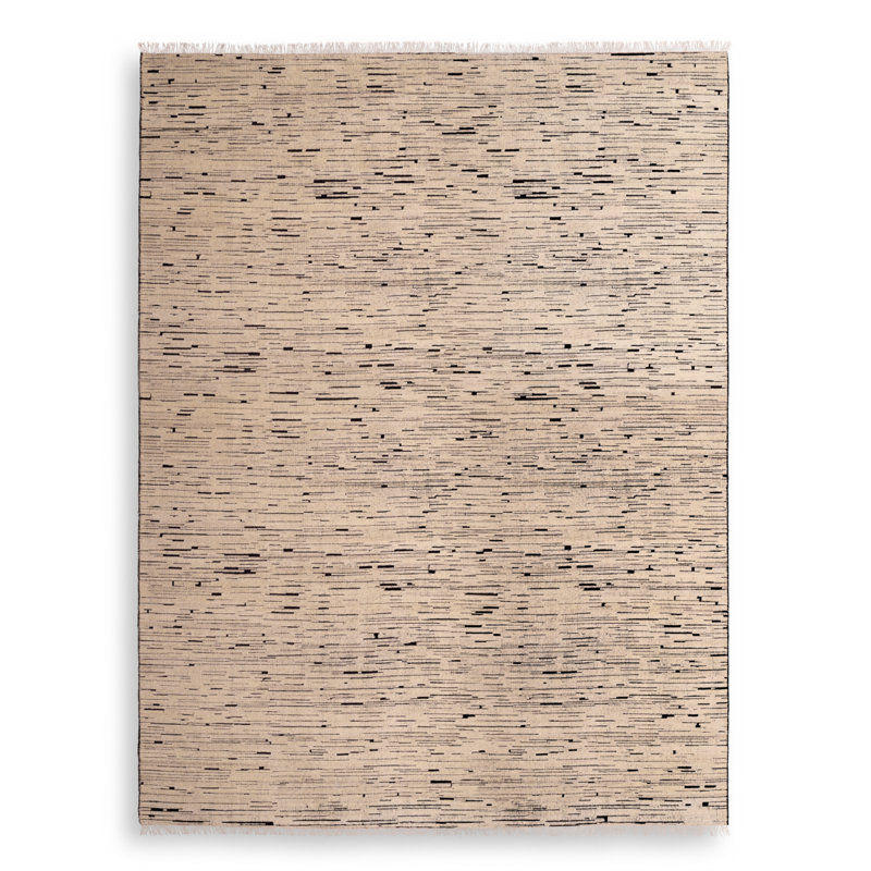 Talitha Hand Knotted Wool Abstract Area Rug in Black/Ivory, Rectangle 9'10.11" x 13'1.48"