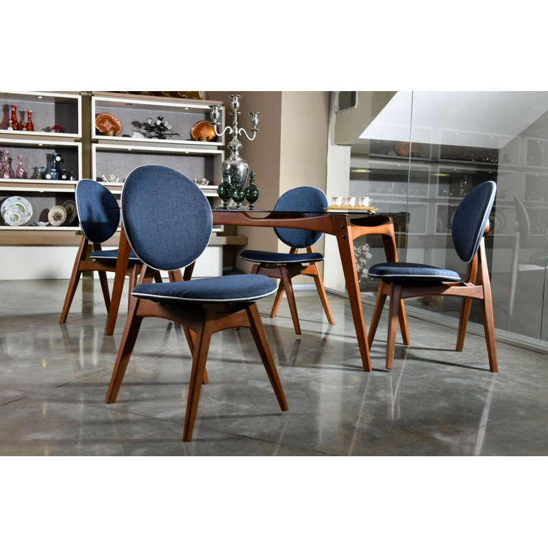 Chaise d'appoint revêtue de lin King Louis, Bleu