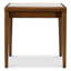 Side Table Hensley Square Mahogany Wood Caramel Finish Beige Marble
