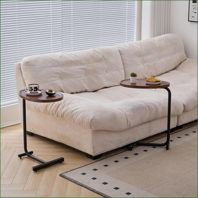 Ensemble de 2 tables basses en forme de C brunes - peu encombrantes pour les petits espaces de vie Chambre à coucher, conception coulissante facile