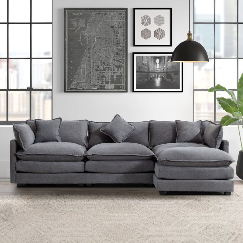 Miar Upholstered Sectional, Grey Chenille