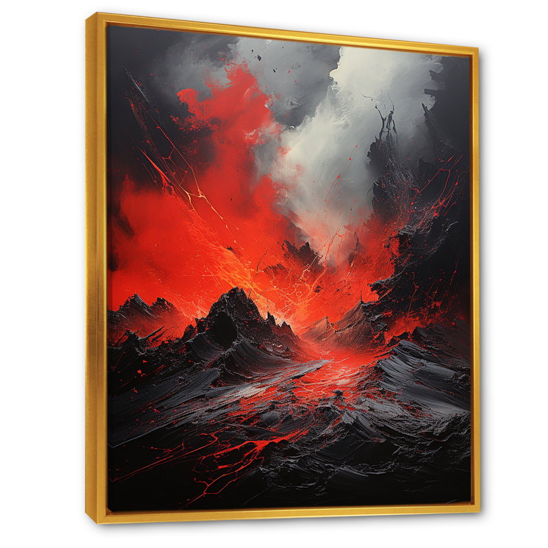 «Volcano Volcanic Explosion II», reproduction sur toile, H 32 po x l 16 po x P 1 po, Cadre flottant doré