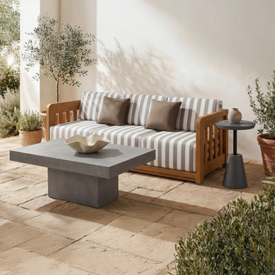 Table d'appoint, béton naturel renforcé de fibres, structure en acier, gris