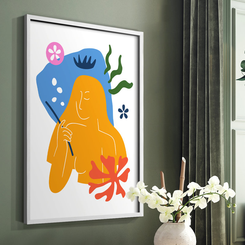 Matisse CDLVI, reproduction encadrée - bois massif, Cadre simple blanc, H 14 po x l 11 po