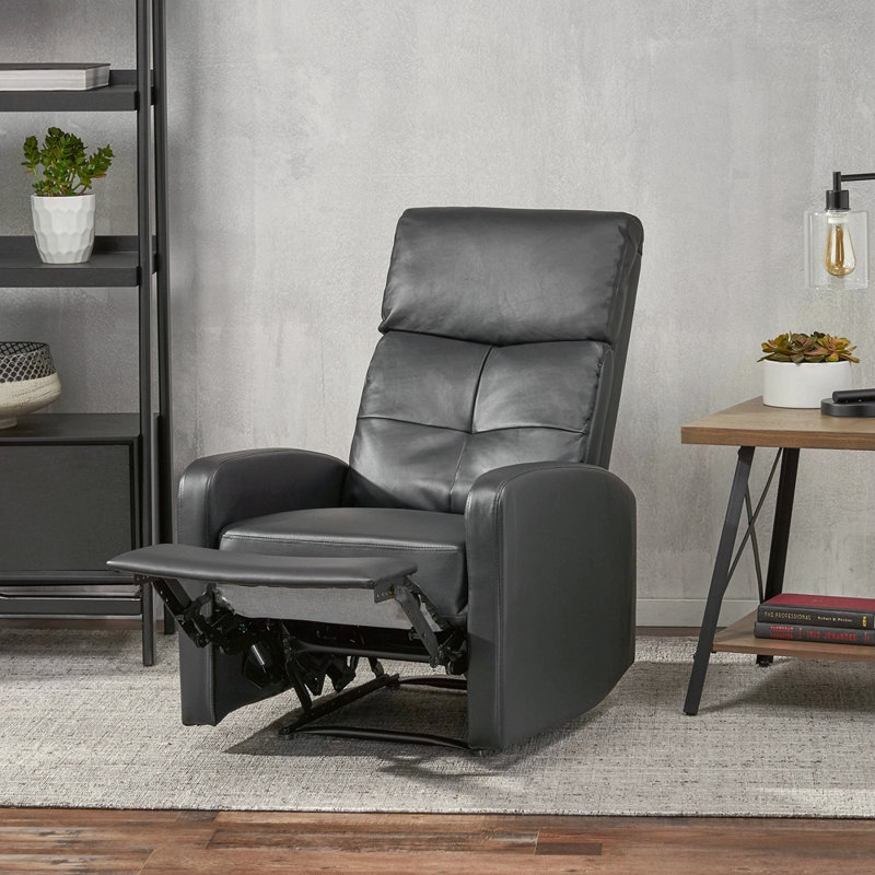 Fauteuil inclinable manuel standard en similicuir de 26 po de largeur, Noir