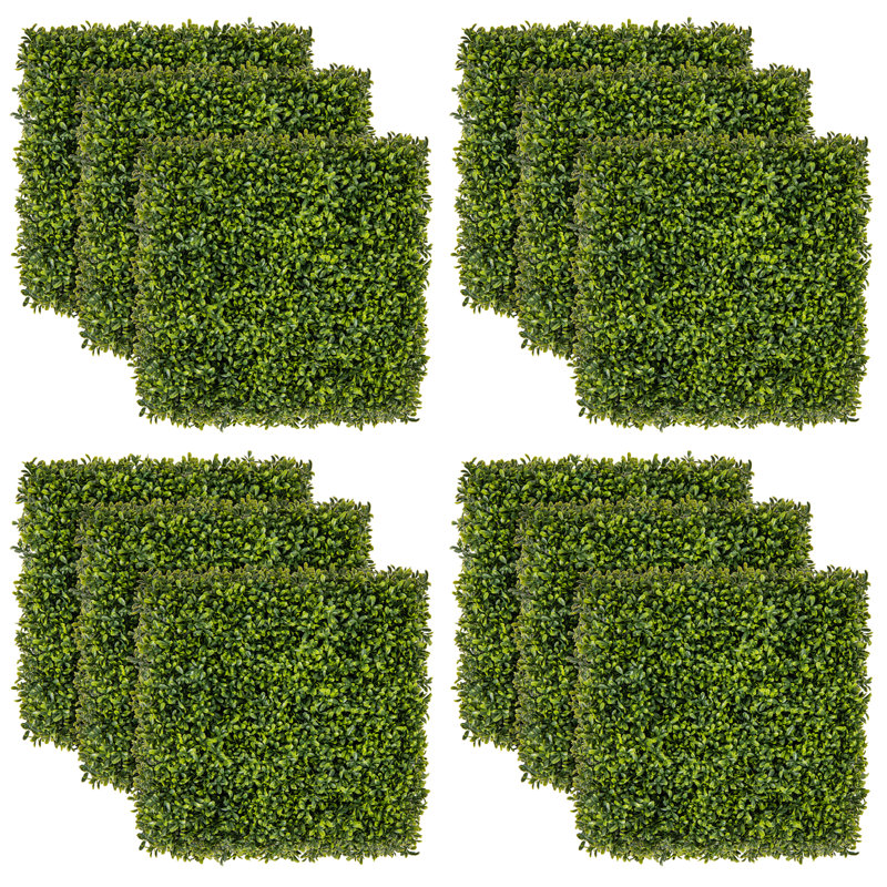 12 panneaux de buis artificiels de 20 pi x 20 po avec haies artificielles