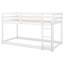 Lit superposé bas simple au-dessus de simple avec échelle | Lit superposé en bois massif pour enfants, gris-1472962132
