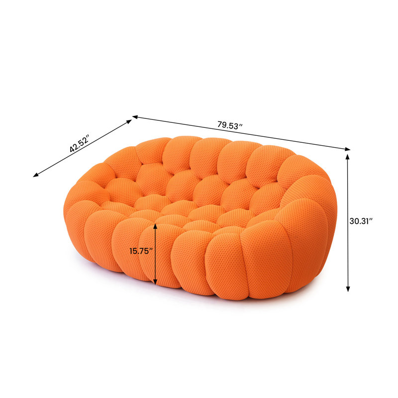 Chelo 78.74'' Orange Upholstered Sofa