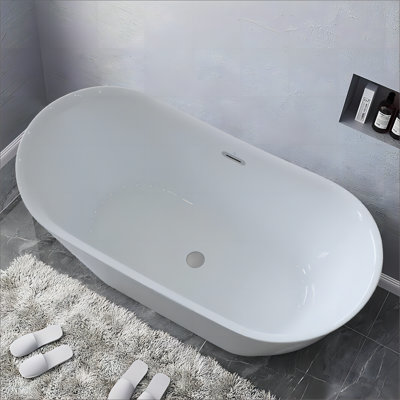 55'' x 27.5'' Freestanding Soaking Acrylic Bathtub