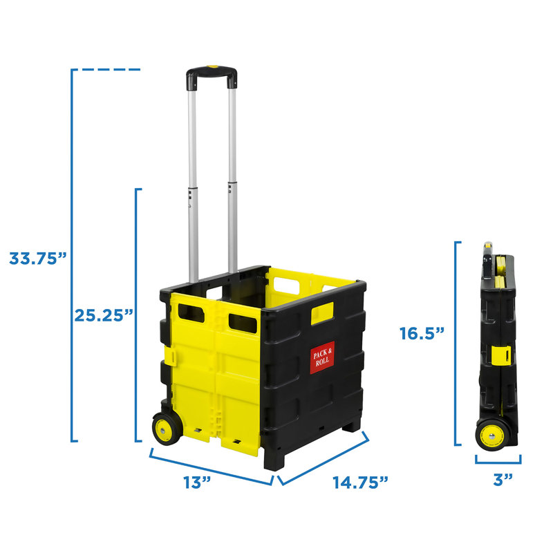 Yellow and Black Mobile Folding Utility Cart with Aluminum Handle