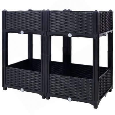 Jardinière surélevée - Jardinière surélevée avec bouchon de drainage pour jardin surélevé pour jardin potager sur pied avec jardinière, 31,5 po x 15,7 po x 27,7 po