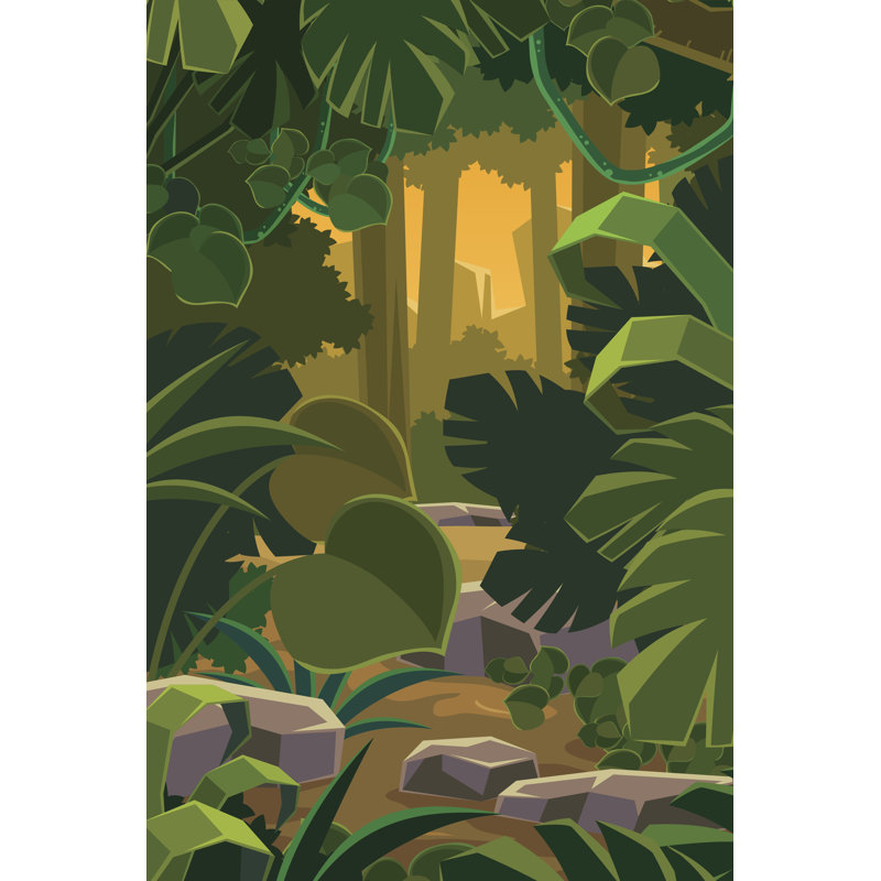 Cartoon Forest Jungle by Nanashiro - Wrapped Canvas Print, 46cm H x 30cm W