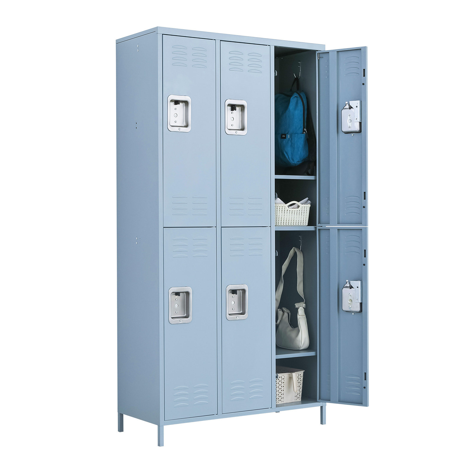 Jazmany Steel Lockers, Six Door Metal Storage Closets with Hooks for  School, Gym, Home, Office