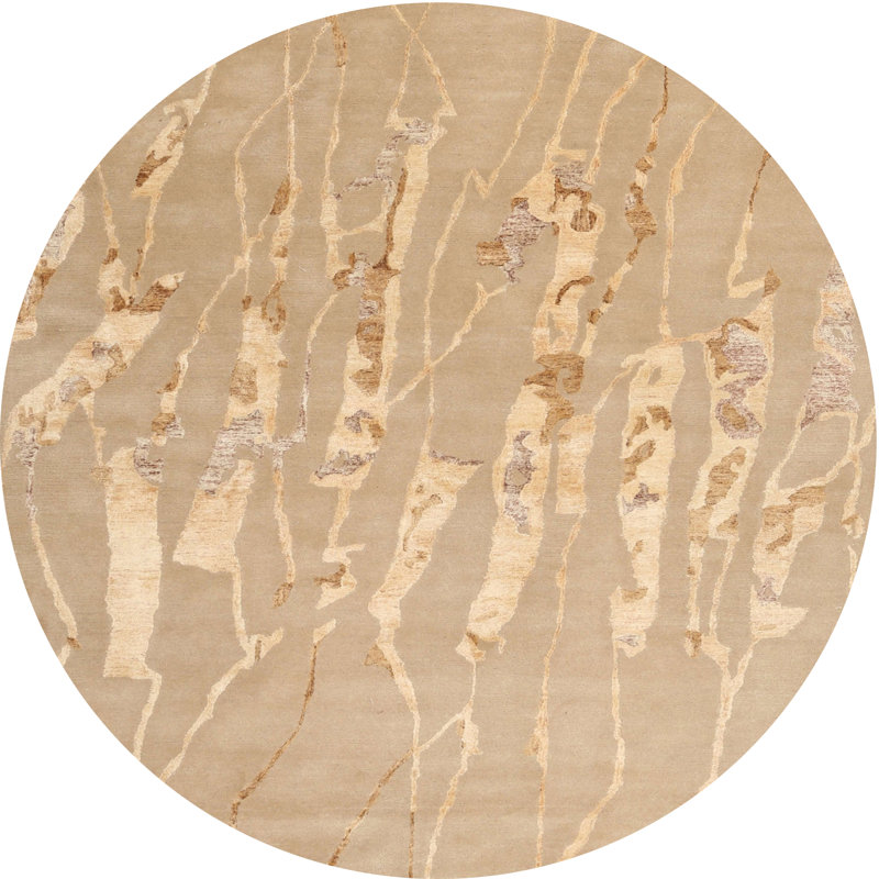 Surface beige contemporaine tapis, Rond 7 pi x 7 pi