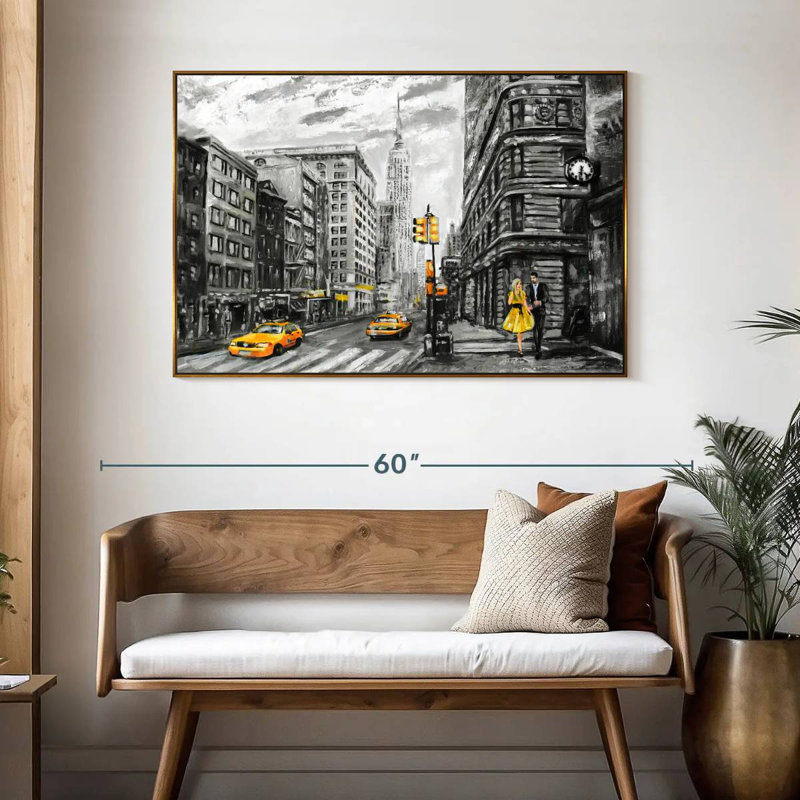 NYC, 46 po x 31 po, Cadre flottant doré