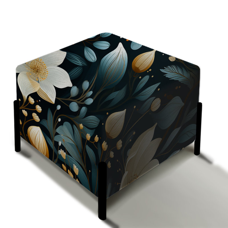 Mystic White and Teal Aura Floral Gardens - Repose-pieds carré floral