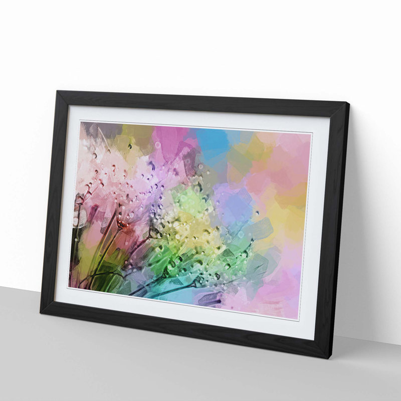 Rainbow upon a Dandelion in Abstract - Picture Frame Painting Print, 36cm H x 48cm W x 2cm D, Black Framed