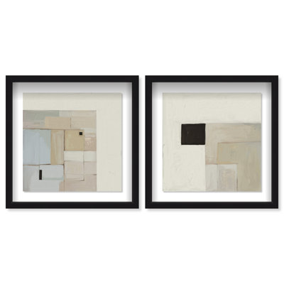 Soft Roughness Set Shadowbox Abstract Print by Oliver Gal, Black Frame, 12 x 12