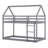 Twin Size Bunk House Shape Bed With Ladder, House Shape Low Bunk Bed With Safety Guardrail-107391822