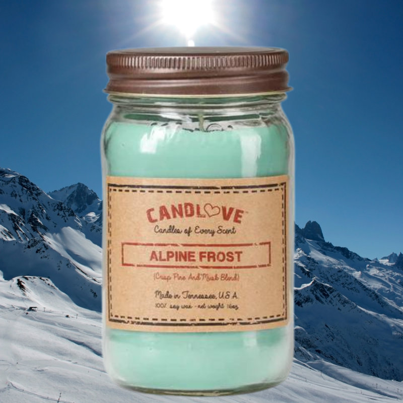 Alpine Frost Scented Jar Candle with Glass Holder