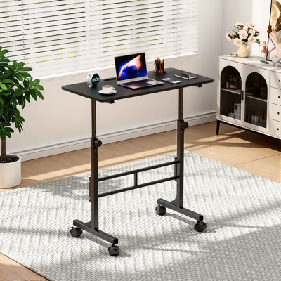 Petit bureau debout à hauteur réglable, bureau mobile avec roulettes