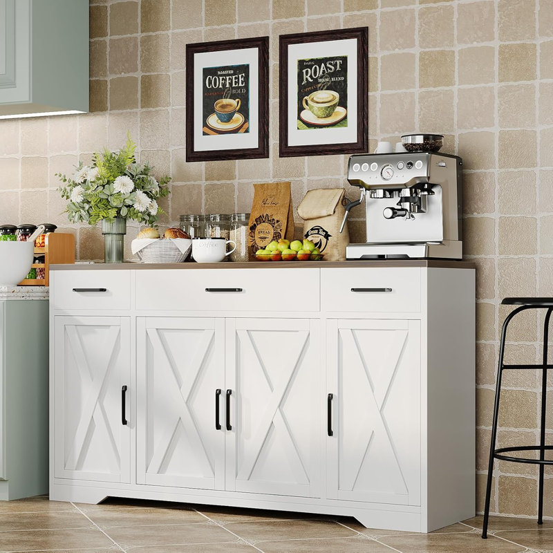 55 Inch Buffet Cabinet With Drawers,