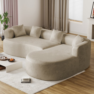L-Shaped Sectional Sofa Compression Curved Couch with Chaise Lounge