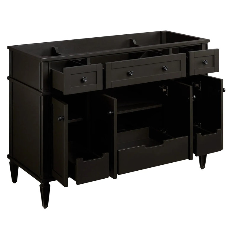 48" Elmdale Single Bathroom Vanity Set with Rectangular Undermount Sink, Feathered White Quartz, 8" Widespread