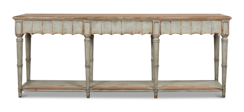 Chantal 93'' W Solid Wood Console Table, Natural Pine/Sage