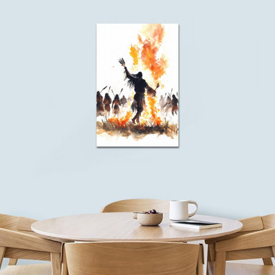 Adric Tribal Fire Dance, reproduction d'art rétro sur toile, art mural sud-ouest, photo indienne pour salon, décor de chambre à coucher, prêt à être accroché, encadré, 12 po x 16 po
