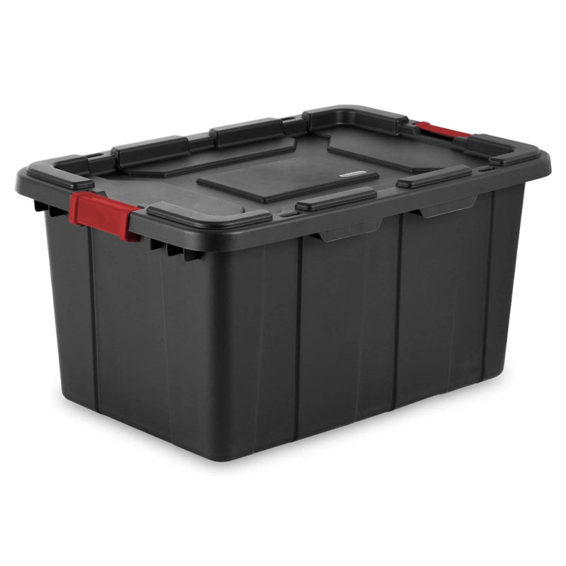Sterilite Durable Rugged Industrial Tote with Red Latches, 8 Pack, 108 qt.