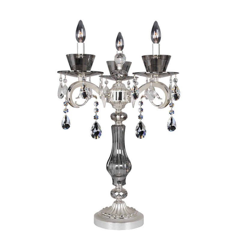 Lampe de table Locatelli 3 LT 2 tons argent / transparent Allegri, Firenze clair
