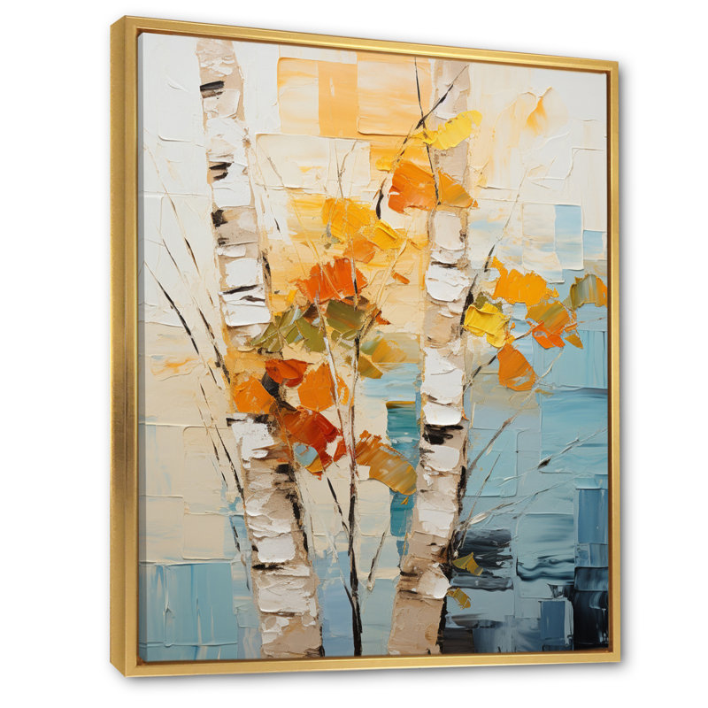 «Jacquelen Birch Woods Birch Dreamscape», reproduction d'art sur toile, H 44 po x l 34 po x P 1,5 po, Cadre flottant doré