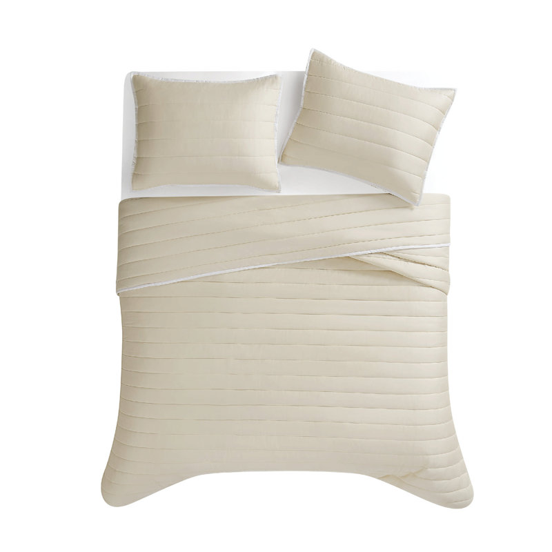 Christian Siriano NY® Cotton Sateen 3 Piece Quilt Set, Khaki, King Quilt + 2 King Shams
