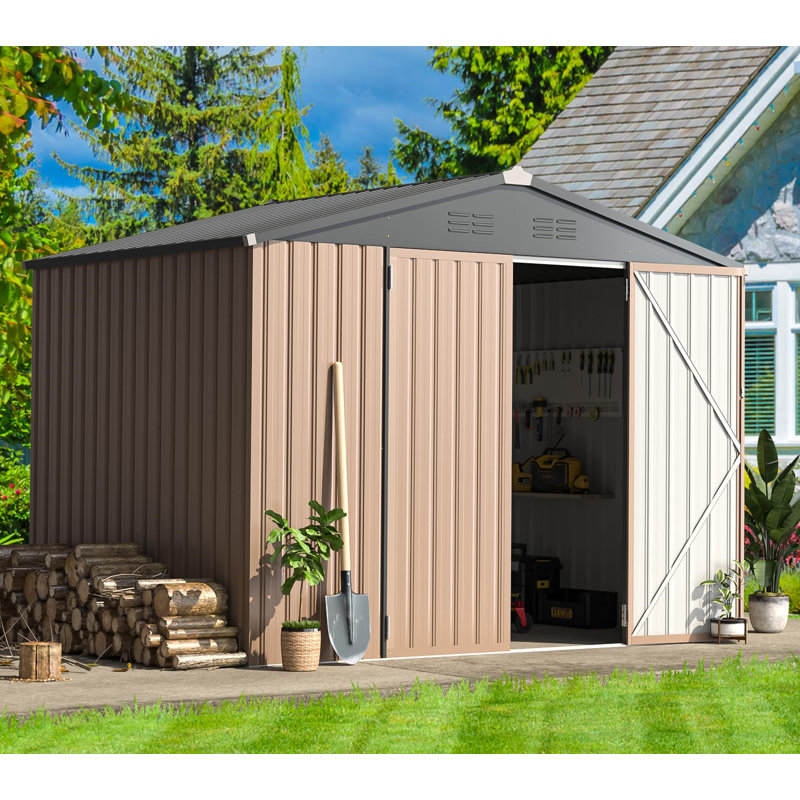 8 ft. W x 6 ft. D Metal Storage Shed, Gray