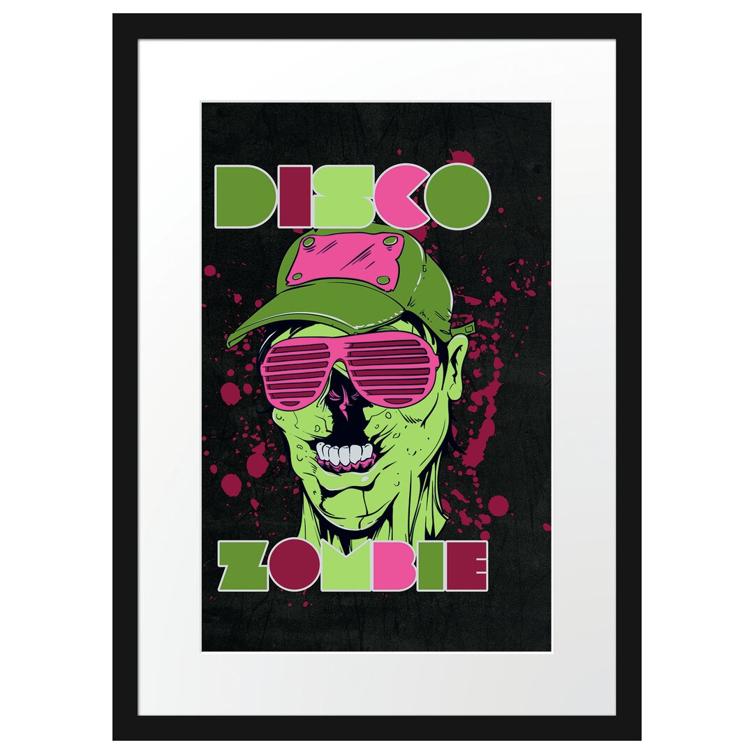 Gerahmtes Poster Disco Zombie Black