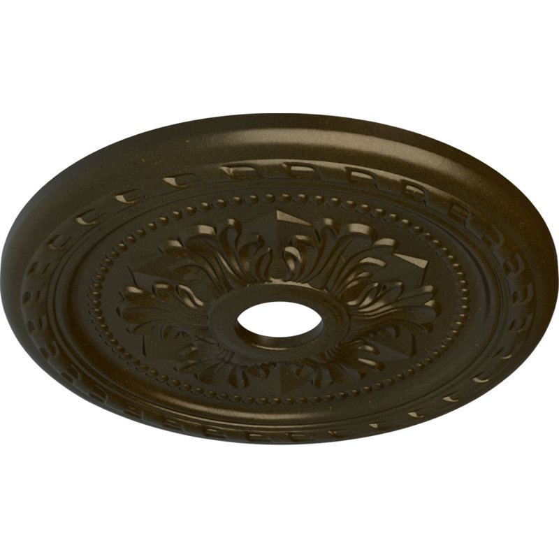 Médaillon de plafond palmetto 23 5/8 po x P 3 5/8 po x P 1 5/8 po (convient aux auvents jusqu'à 3 5/8 po), Vert / doré