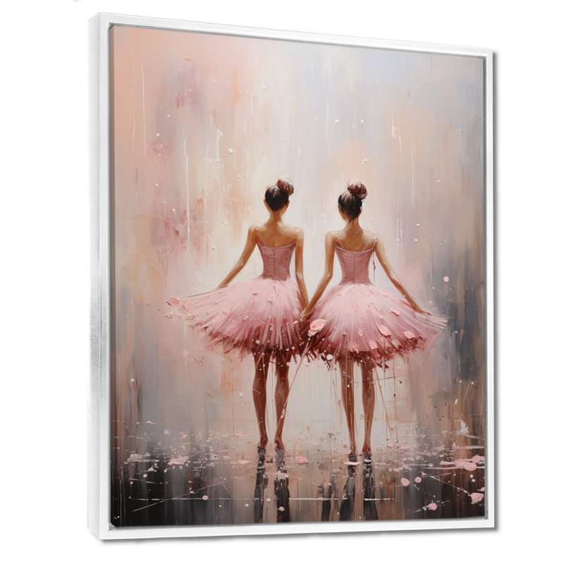 Danse de ballet rose II - impression, H 32 po x l 16 po x P 1 po, Cadre flottant blanc