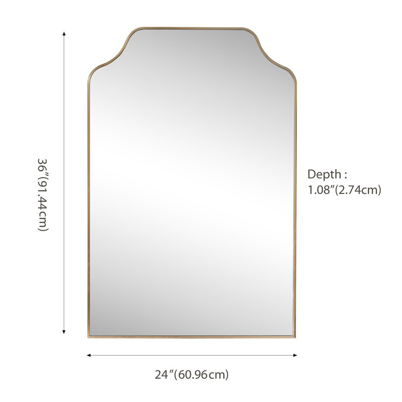 Walters 24 in. W x 36 in. H Medium Scalloped Rectangular Metal Framed Wall Mirror, Gold